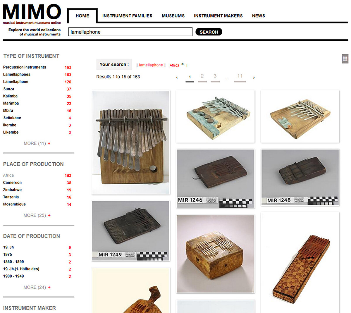 European Museum Catalogue for Musical Instruments MIMO - results for